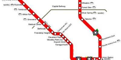 واشنطن الخط الأحمر في مترو خريطة
