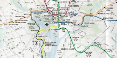 واشنطن خريطة الشارع مع محطات المترو