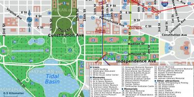 خريطة واشنطن مناطق الجذب السياحي الرئيسية
