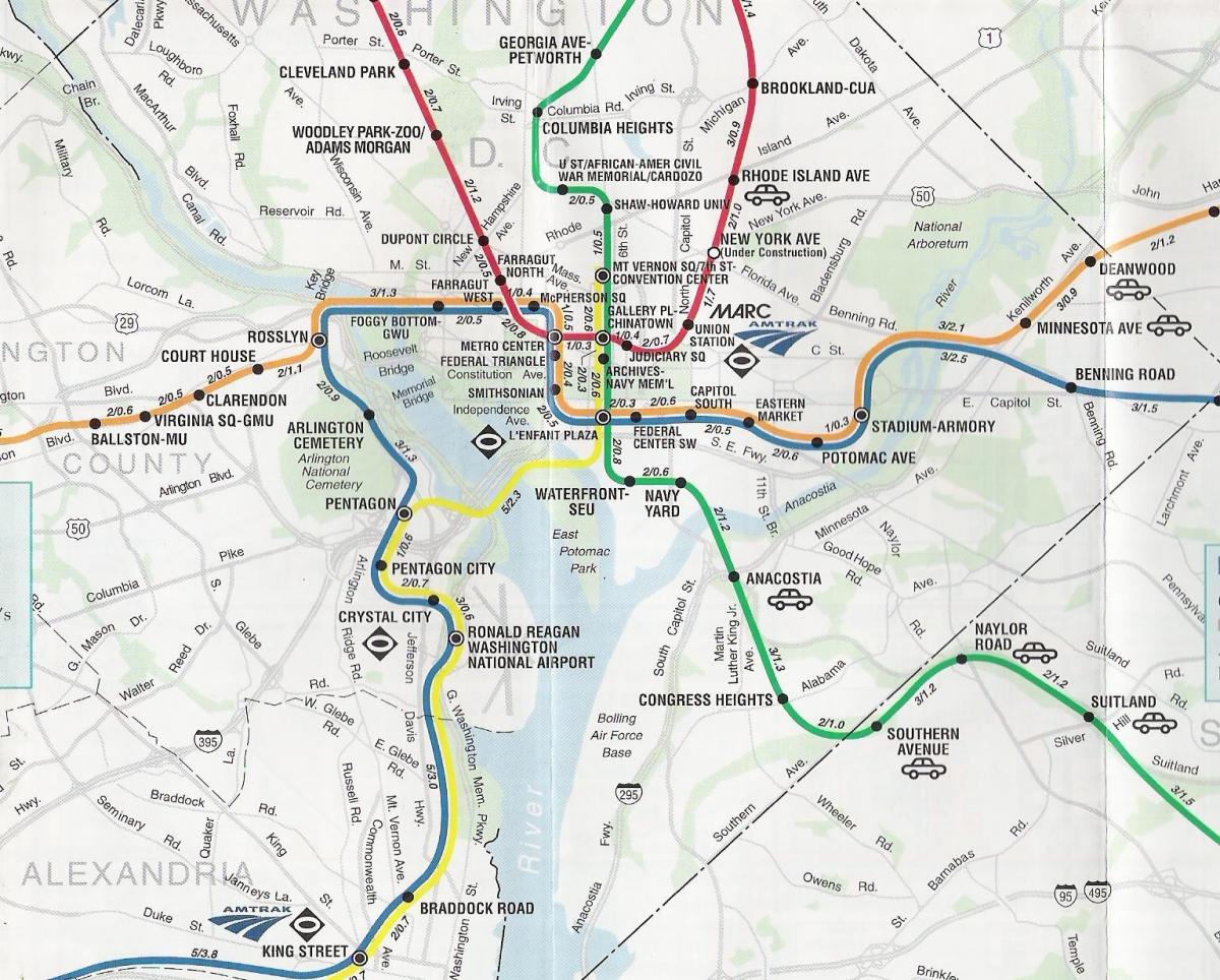 واشنطن الخريطة مع محطات مترو