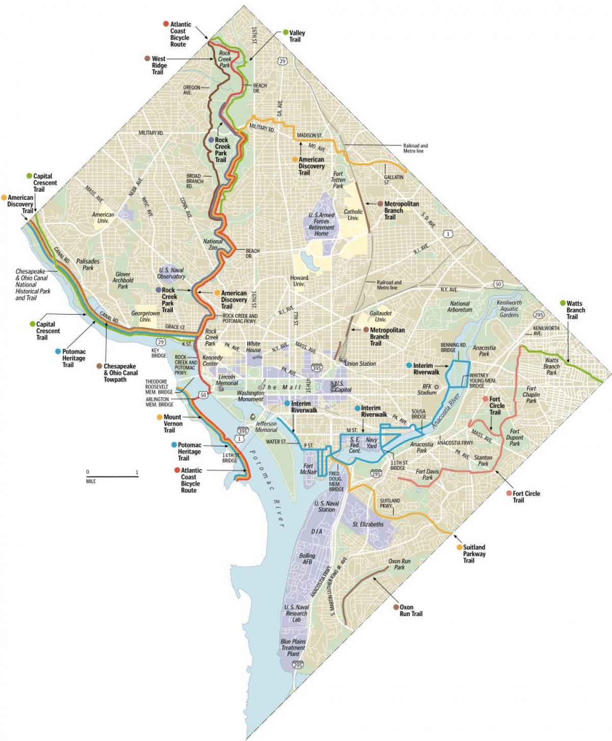 واشنطن الدراجة مسارات خريطة