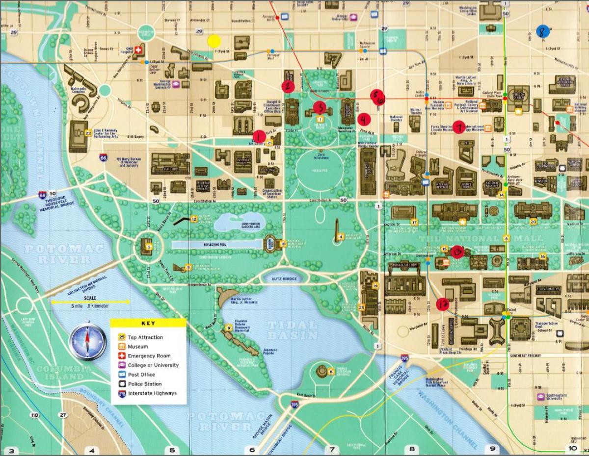 خريطة المعالم واشنطن dc