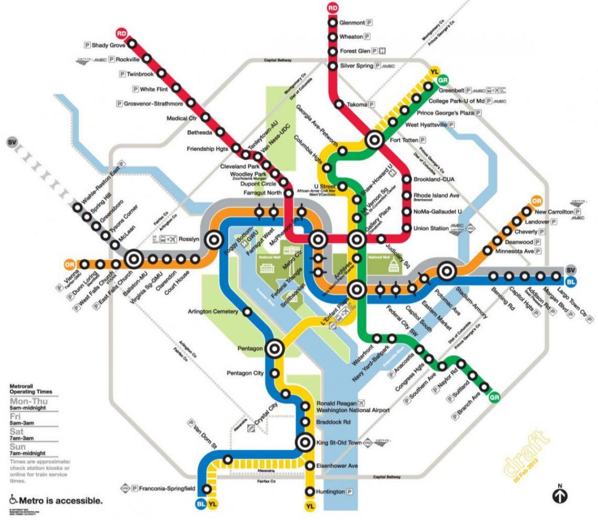 واشنطن خريطة السكك الحديدية