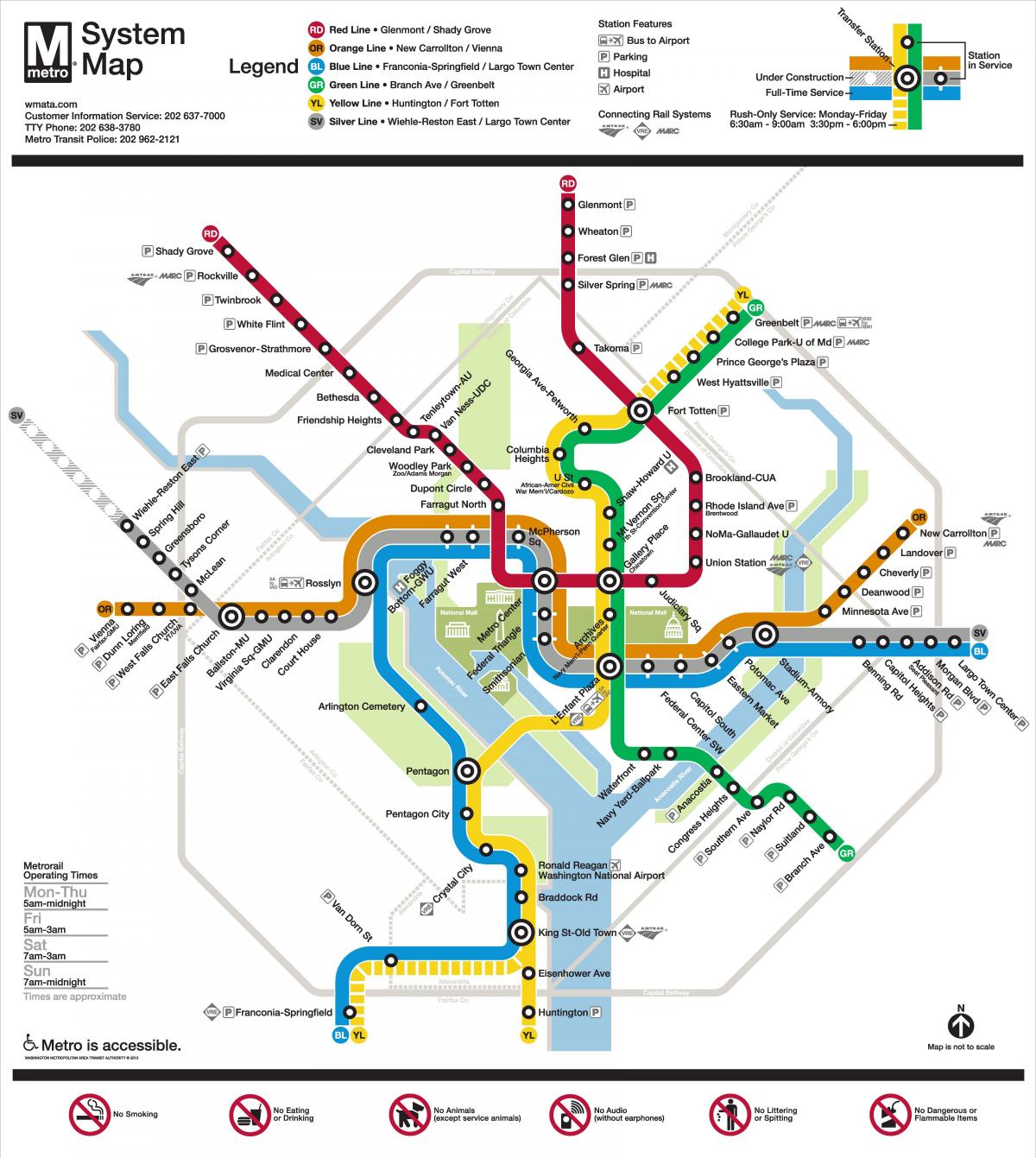 واشنطن خريطة المترو خط الفضة