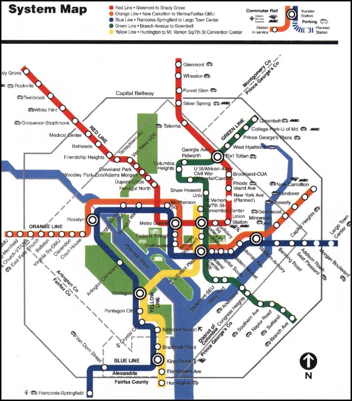 واشنطن قطار المترو خريطة