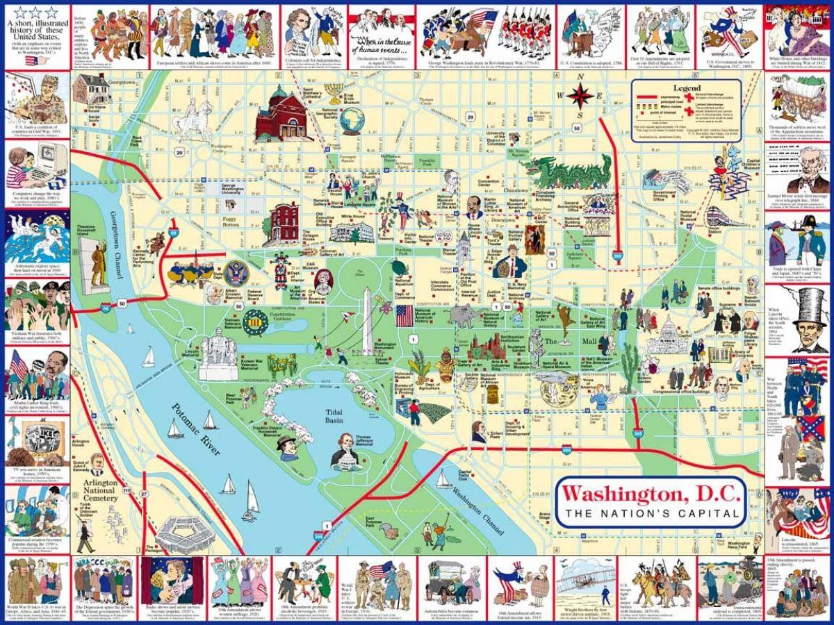 خريطة المشي خريطة واشنطن الجذب