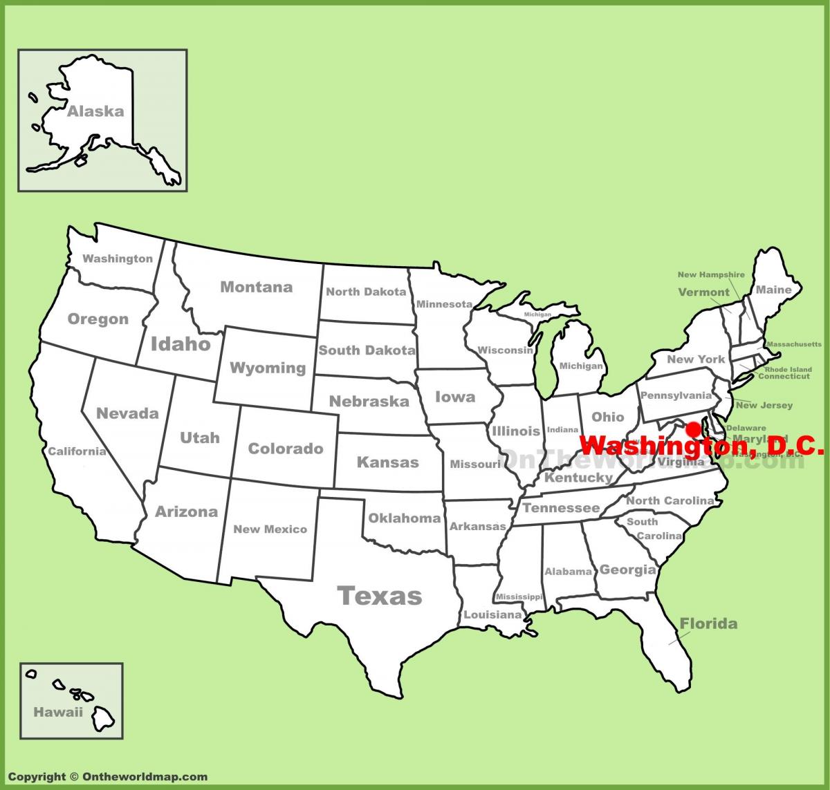 خريطة الولايات المتحدة مع واشنطن dc