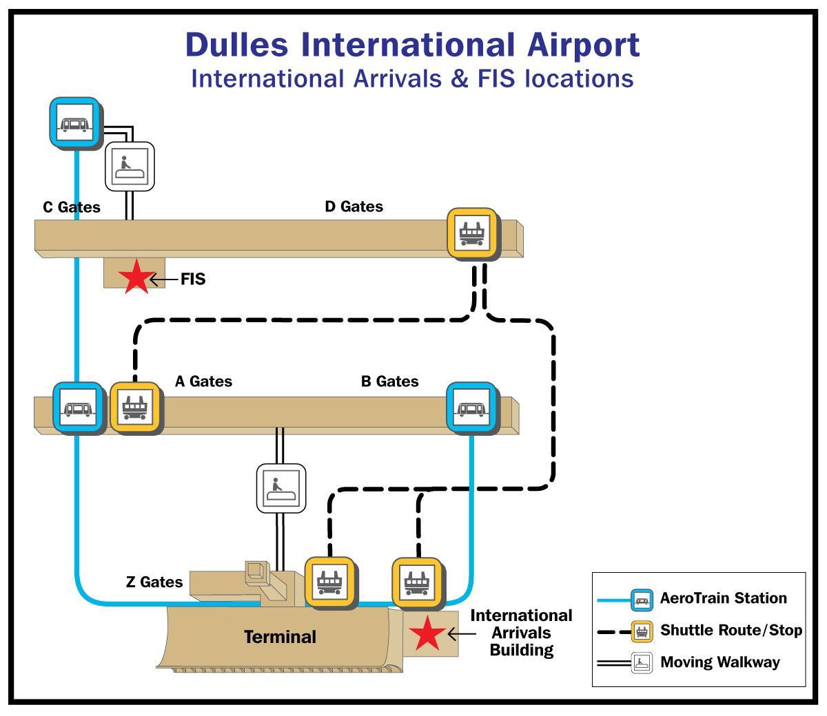 مطار دالاس في بوابة خريطة