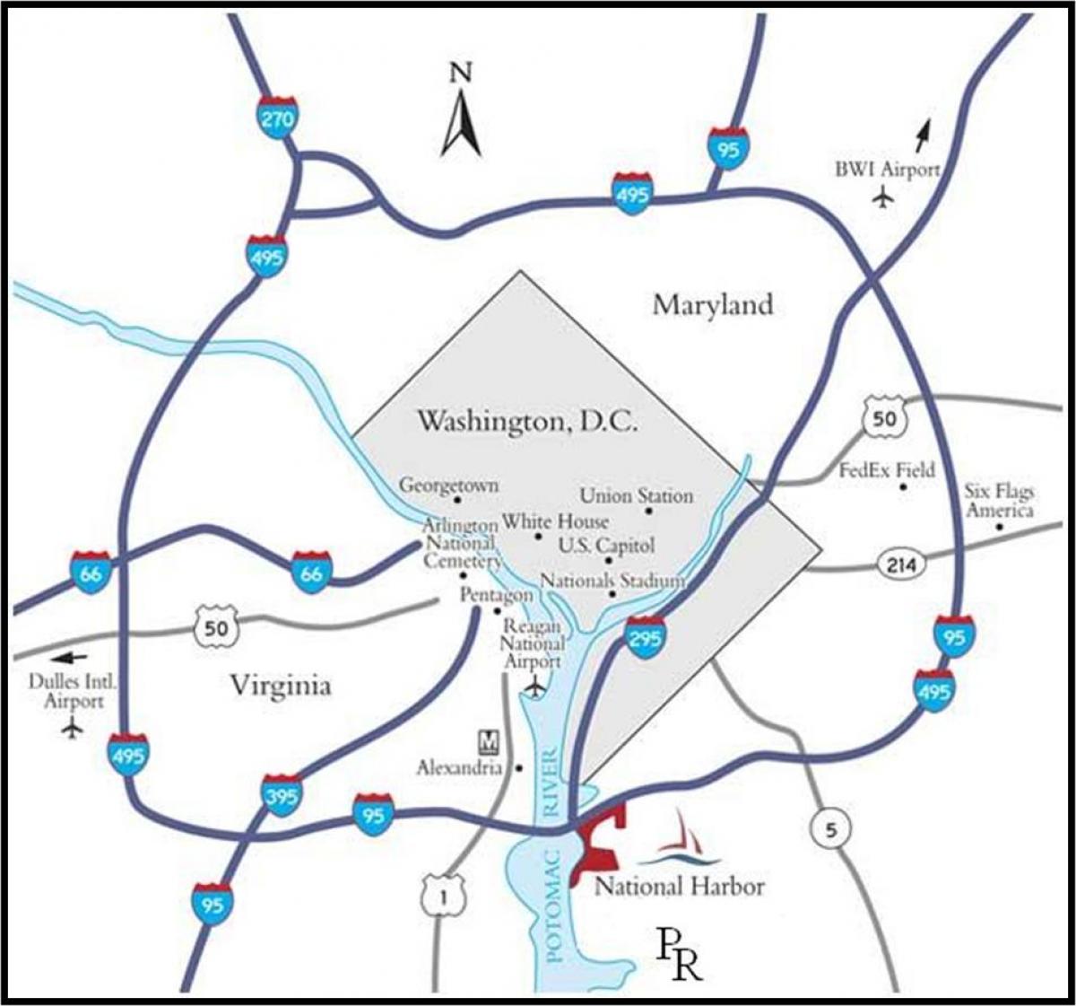 واشنطن العاصمة خريطة المنطقة