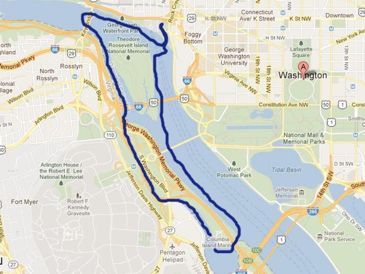 خريطة نهر بوتوماك في واشنطن dc
