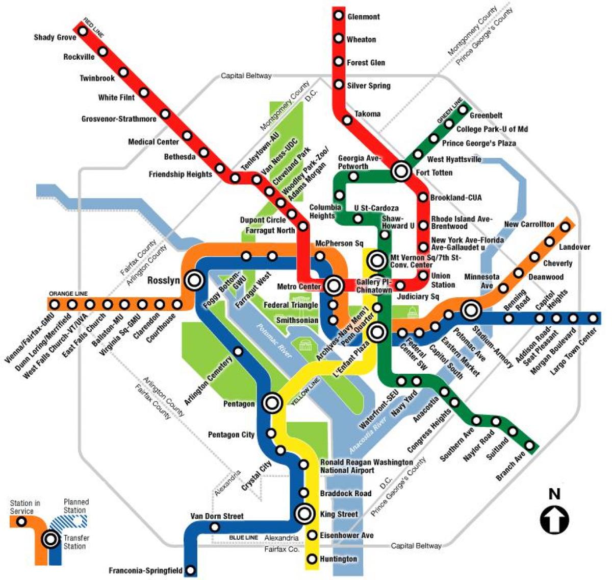 واشنطن dc خريطة المترو