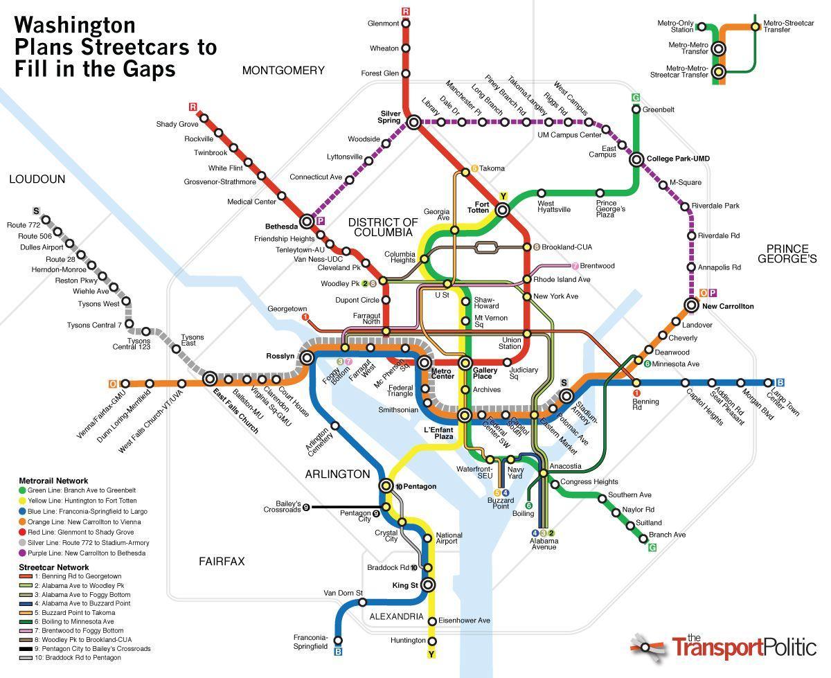 واشنطن خريطة النقل العام